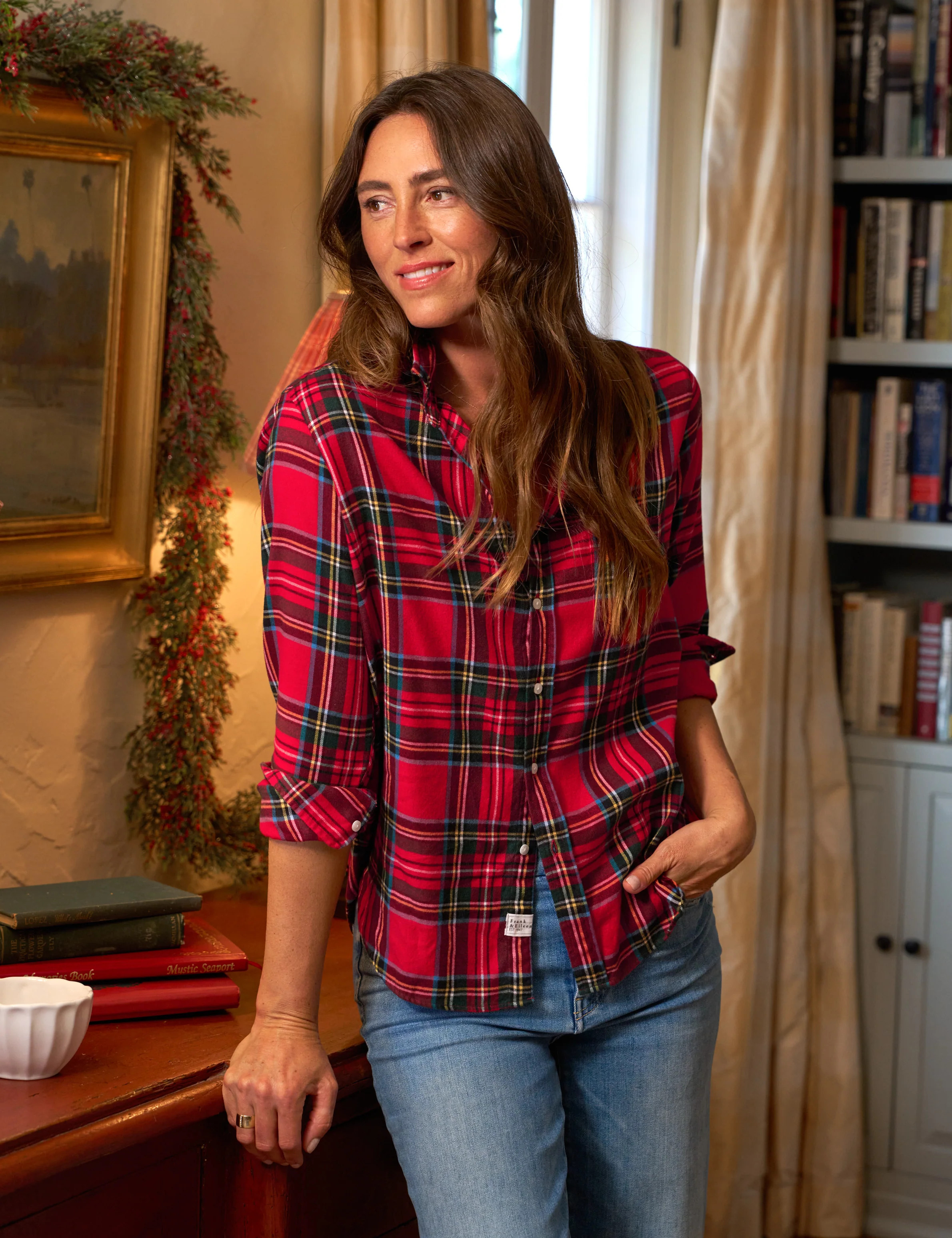 EILEEN Red and Green Plaid, Italian Flannel | Frank & Eileen