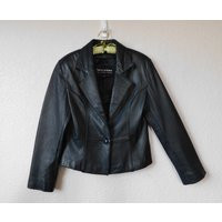 Wilsons Size L Women's Black Leather Jacket/Cropped Soft Wilson Jacket/Thick & Classic Jacket | Etsy (US)