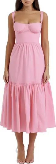 Elia Floral Stretch Cotton Blend Corset Sundress Light Pink Dress Blush Pink Dress Outfit Dress  | Nordstrom