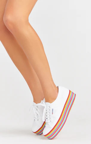 Superga 2790 Platform Sneakers ~ White/Rainbow | Show Me Your Mumu