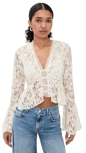 Free People Women's Whispering Love Lace Top, Tofu, L | Amazon (US)