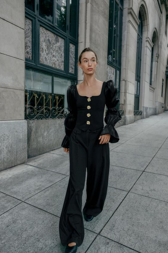 MATCHING BUTTON STRETCH TOP | Zara US