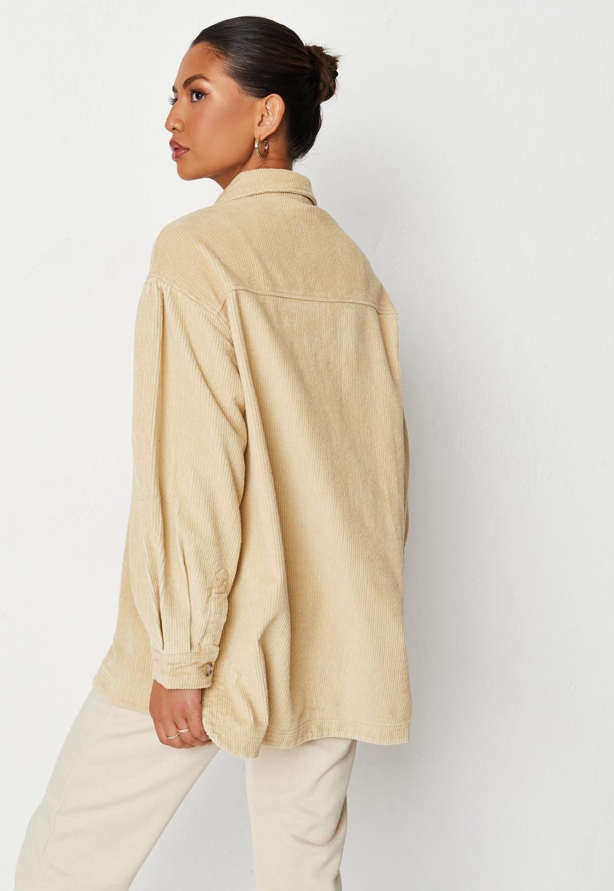 Missguided - Tan Cord Button Shacket | Missguided (US & CA)