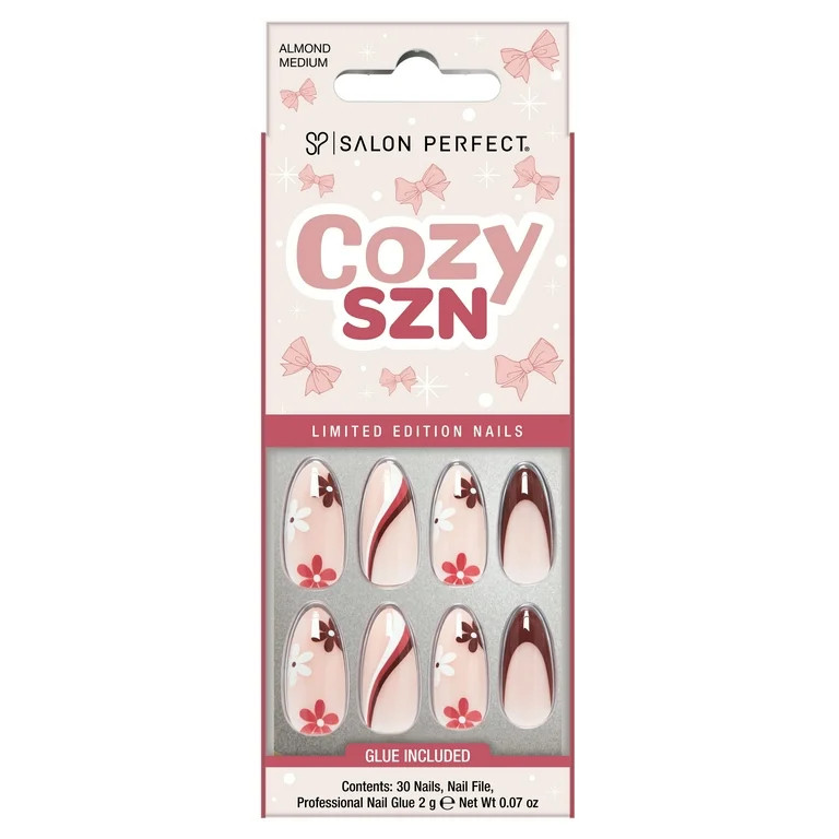 Salon Perfect Halloween Fall Artificial Fake Press On Nails, 399 Matte Flower Swirl, Medium Almon... | Walmart (US)