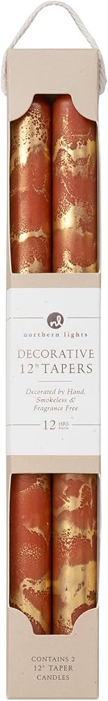 Premium Decorative Tapers - 12" 2PK - Terra Cotta w/Gold - 73301 | Amazon (US)