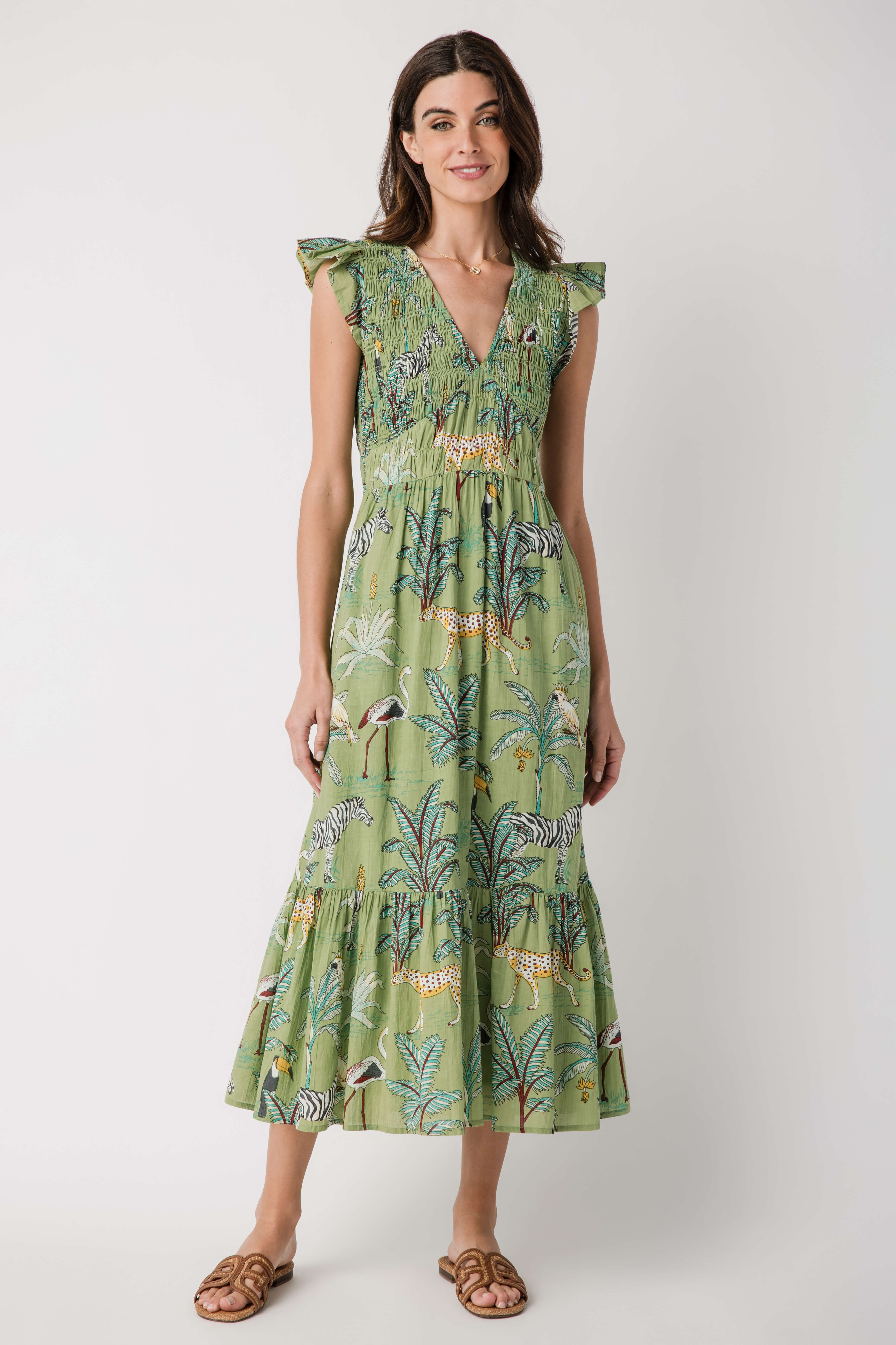 THML Animal Print Tiered Maxi Dress | Social Threads