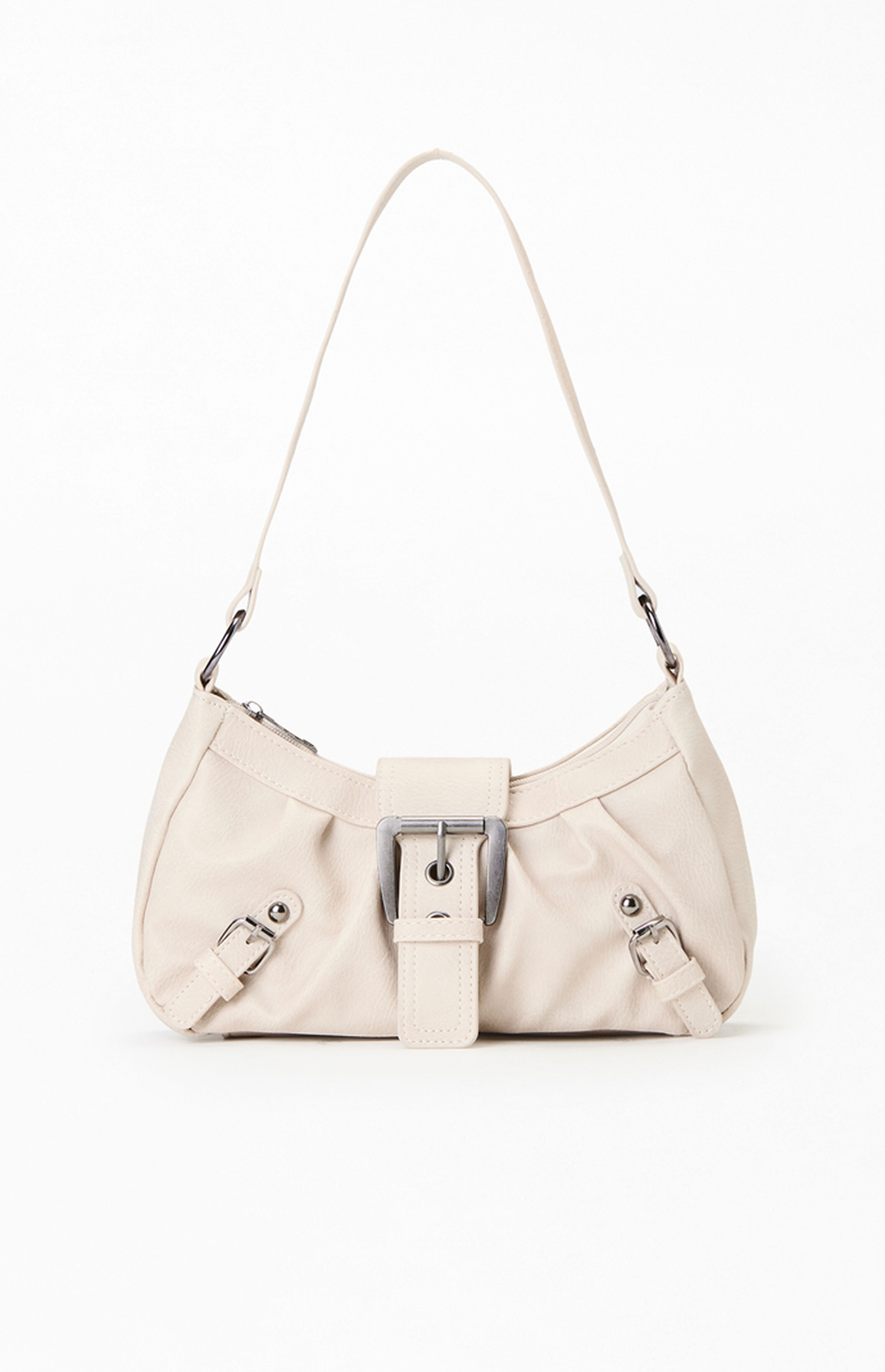 Pacsun Cream Faux Leather Buckle Bag | PacSun