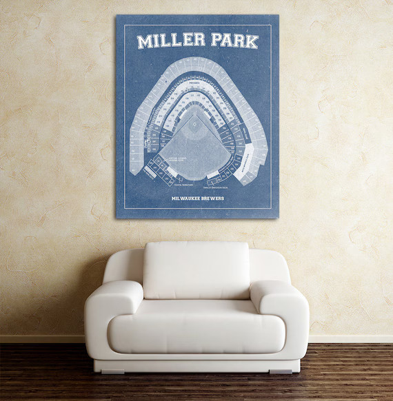 Vintage Print of Miller Park Seating Chart Milwaukee Brewers Baseball Blueprint on Photo Paper, M... | Etsy (US)