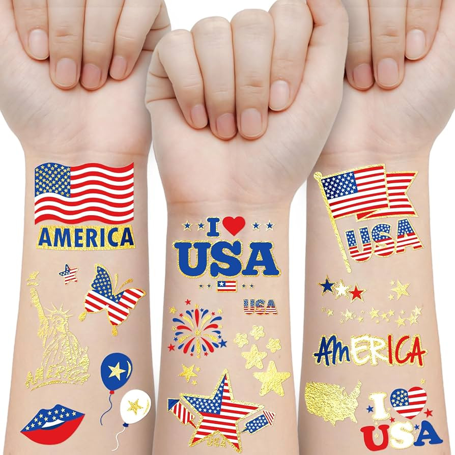 4th of July Temporary Tattoo, 90+ Styles Fourth of July Decoration American Flag Fake Tattoos, Re... | Amazon (US)