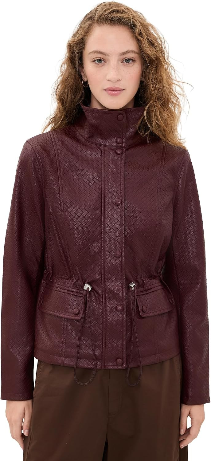 Avec Les Filles Women's Faux-Ever Leather Basketweave Cropped Anorak | Amazon (US)