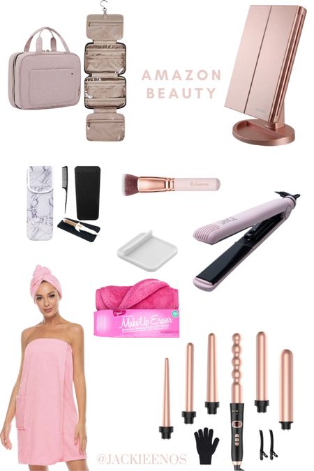 Amazon beauty pink vibes/ hair straightener/ curling iron/ bath robe/ hair towel/ makeup brushes/ makeup wipes/ travel kit/ makeup mirror 

#LTKbeauty #LTKstyletip #LTKunder50
