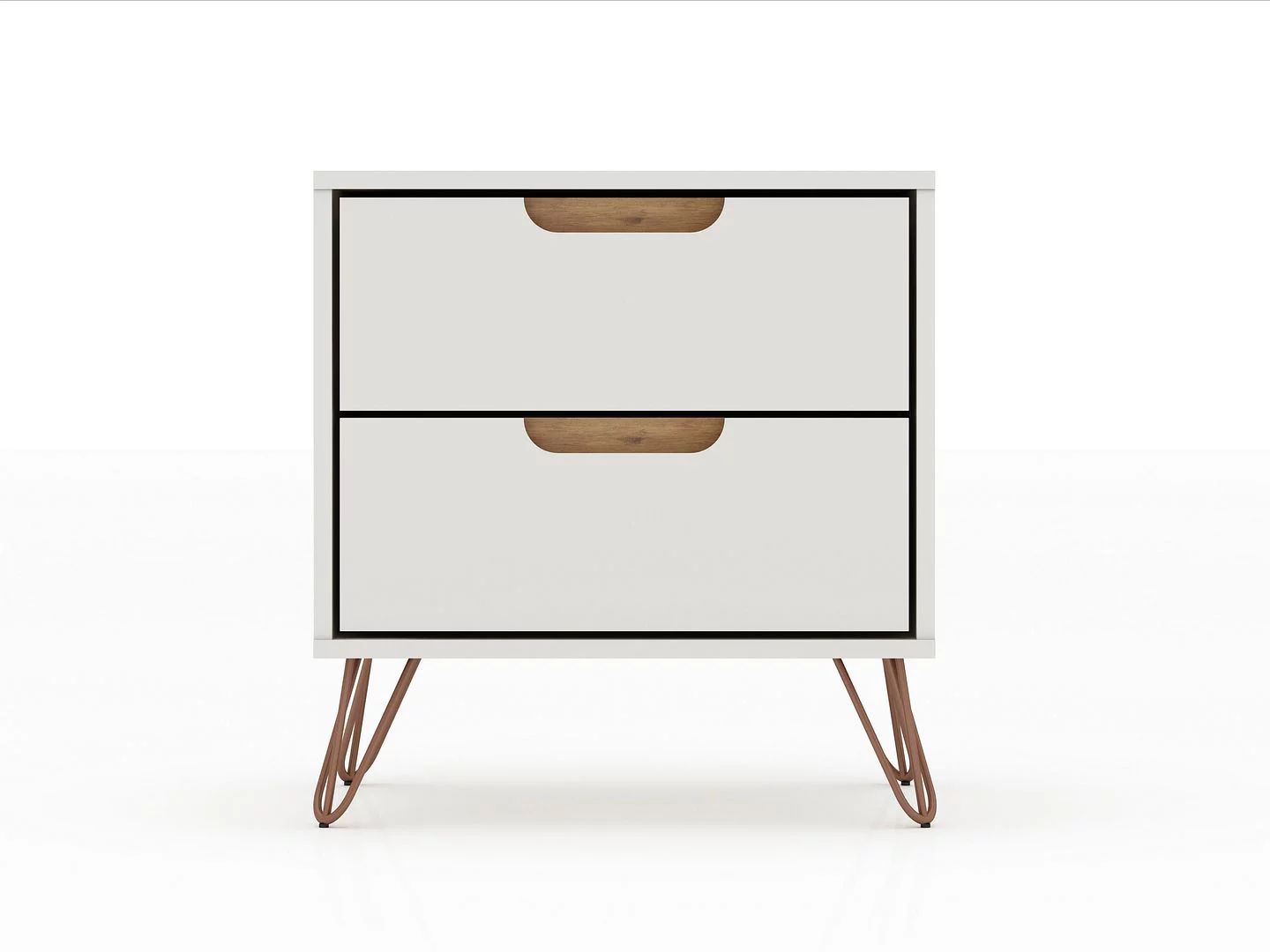 Manhattan Comfort Rockefeller 2.0 Mid-Century - Modern Nightstand with 2-Drawer in Off White and ... | Walmart (US)