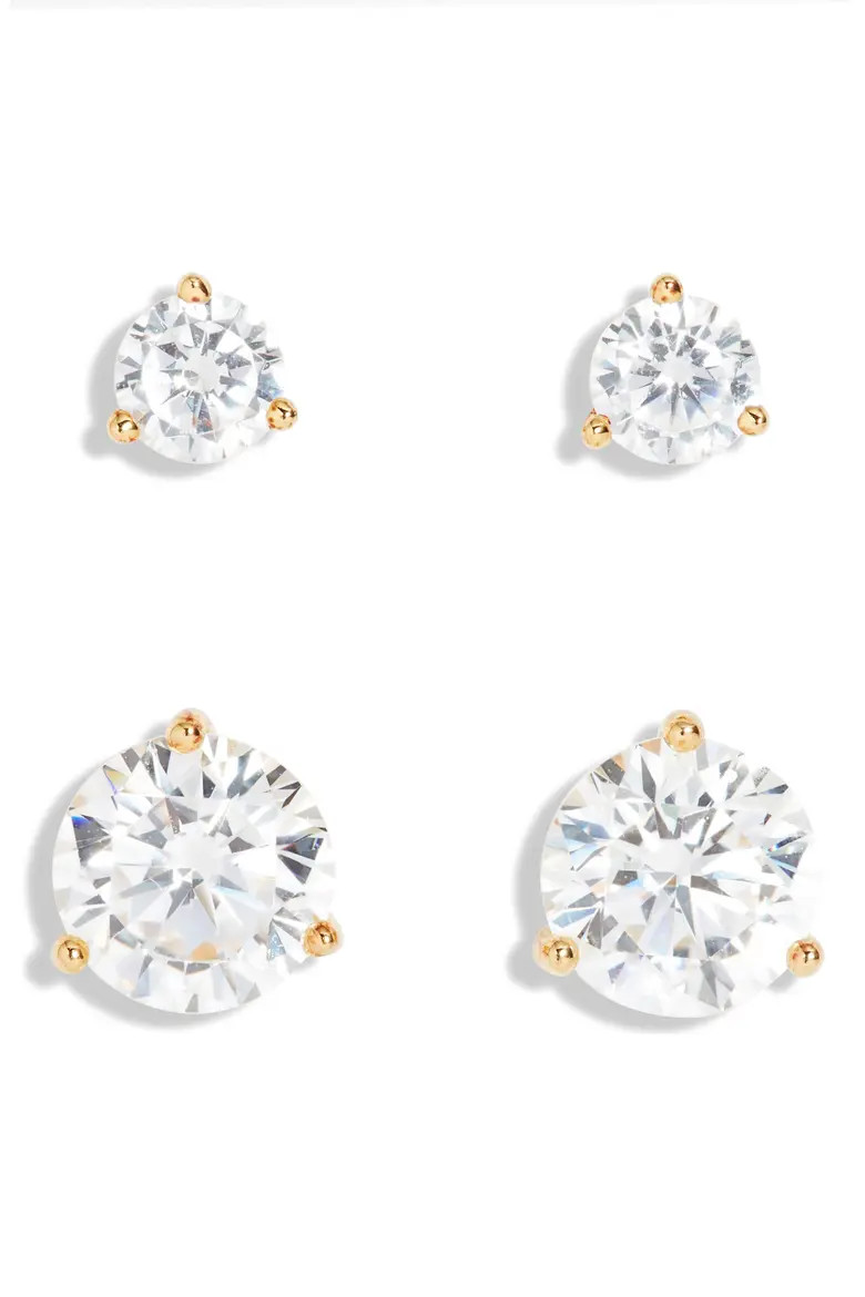 Nordstrom Gift Boxed Set of 2 Cubic Zirconia Stud Earrings (Women) | Nordstrom | Nordstrom
