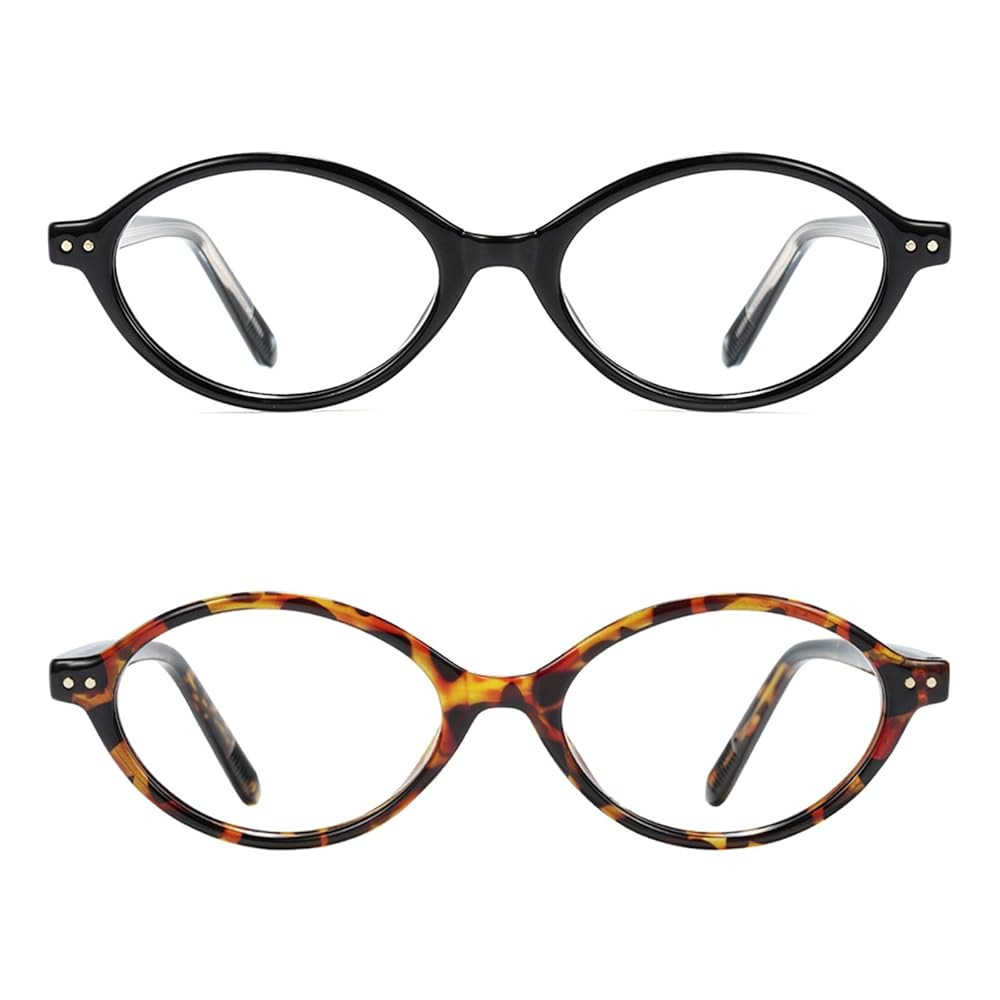 Slocyclub 2pack Oval Blue Light Blocking Glasses for Women Men, Small 90s Retro Oval Frame Blueli... | Amazon (US)