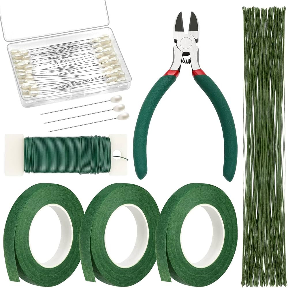PAXCOO Floral Arrangement Kit with Green Tape and Wire, Boutonniere Flower pin, Wire Cutter for W... | Amazon (US)