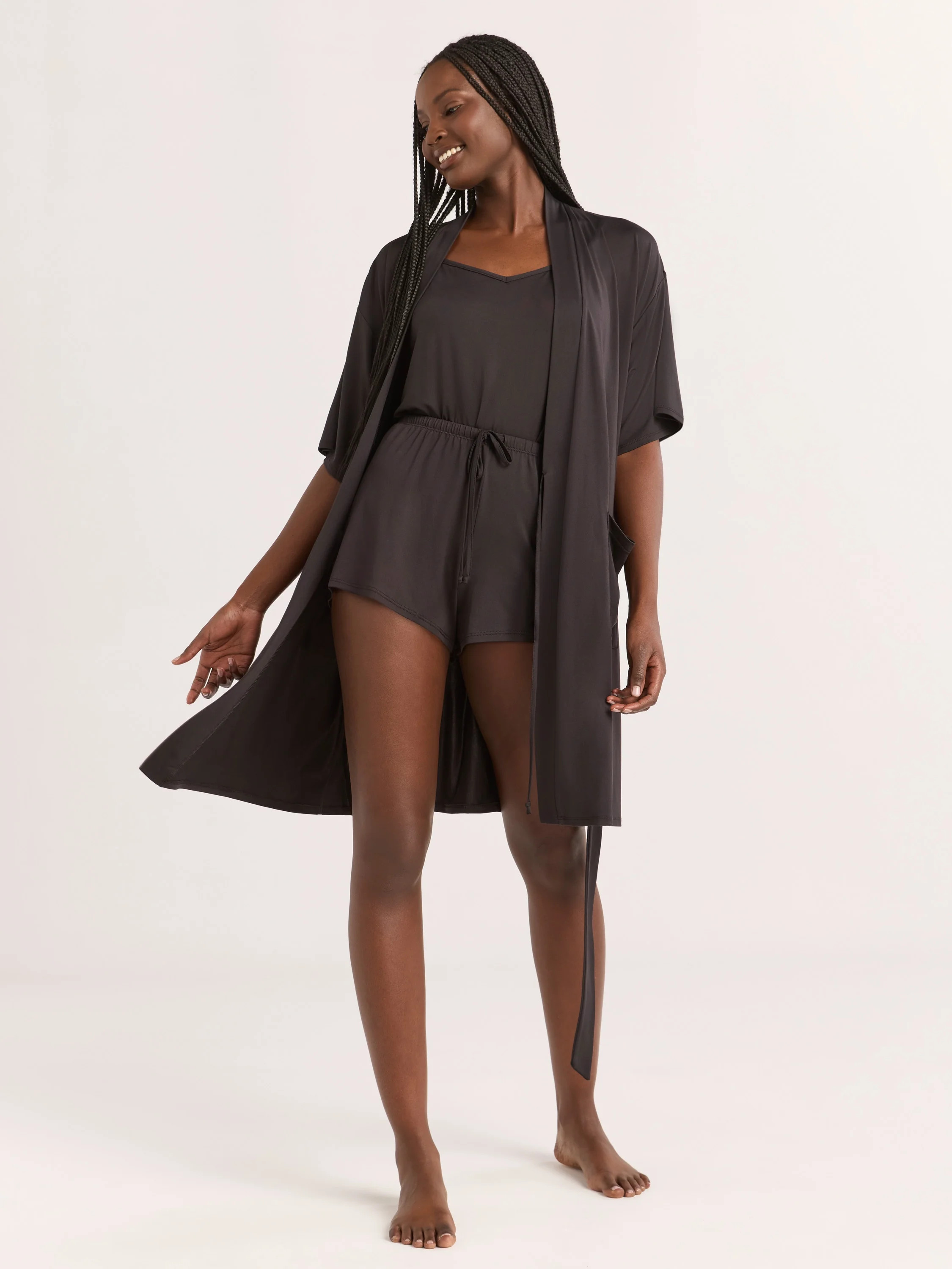 Joyspun Women’s Cami, Shorts, and Robe Travel Pajama Set, 3-Piece, Sizes S-3X | Walmart (US)