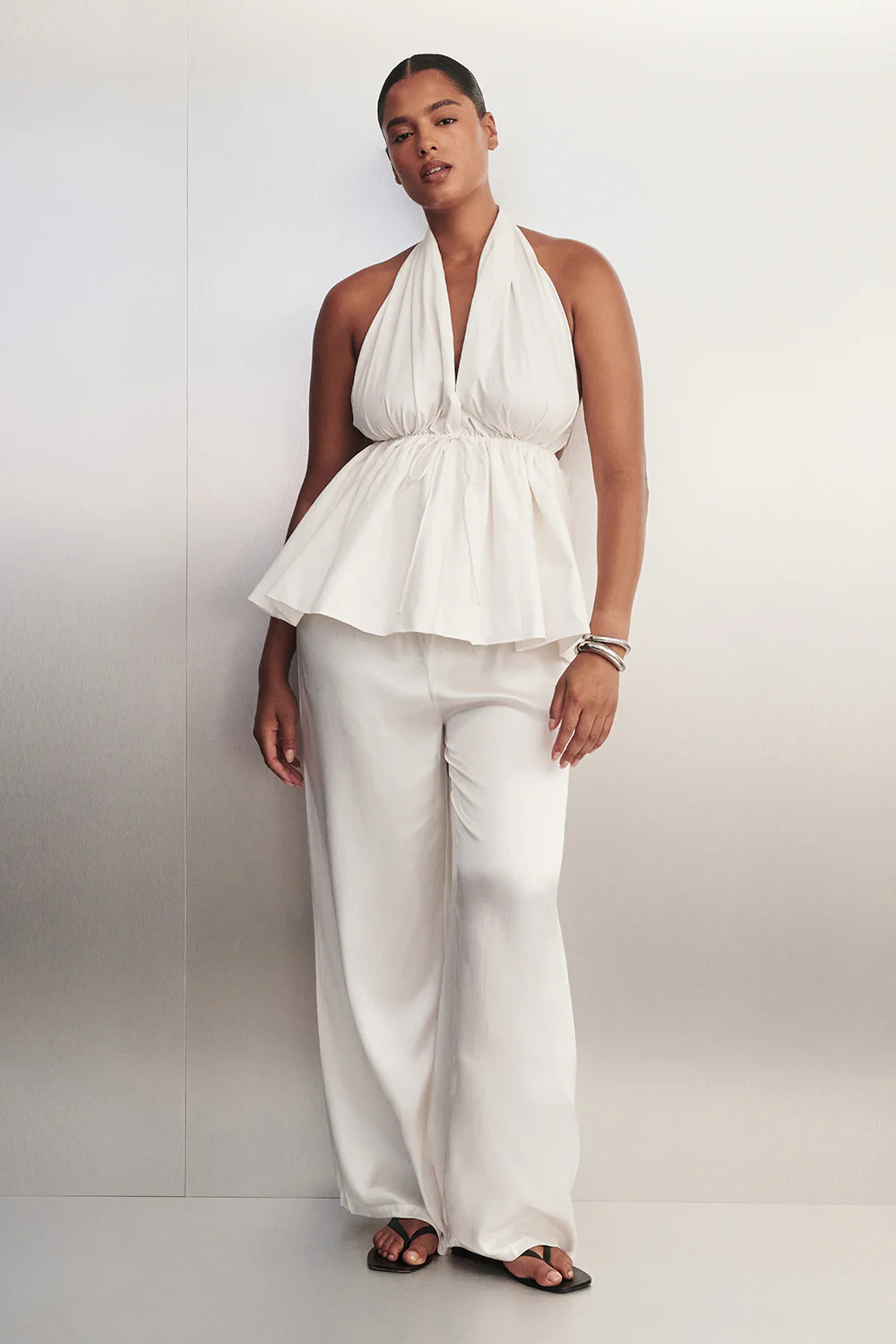 MYA WHITE SATIN PANT | DISSH