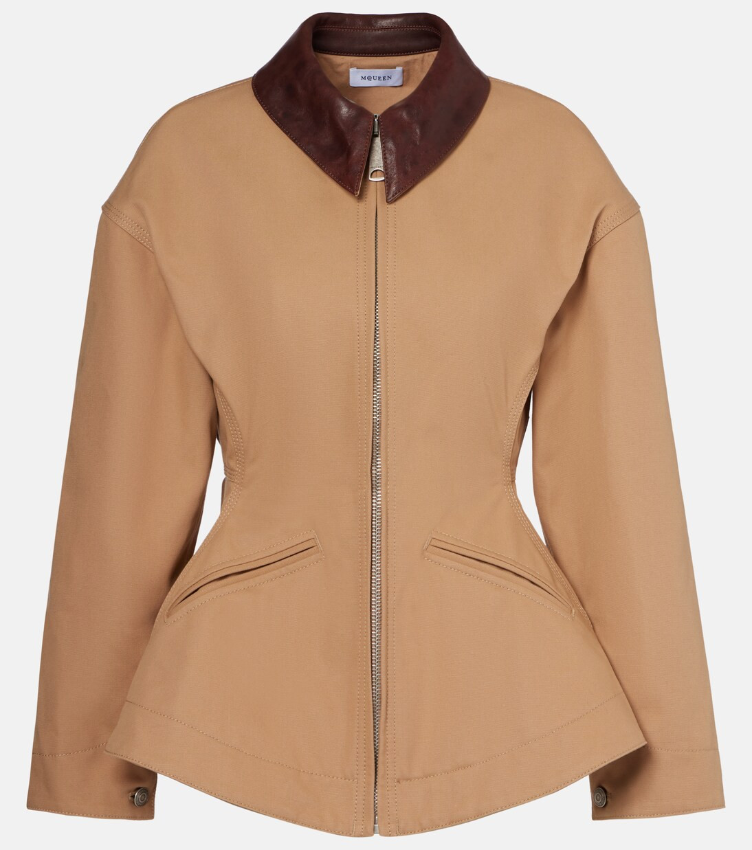 Leather-trimmed canvas jacket | Mytheresa (UK)