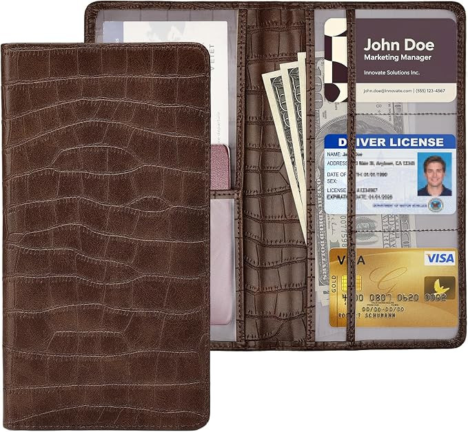 Car Registration and Insurance Holder, Brown Vehicle Glove Box Car Organizer with Magnetic Closur... | Amazon (US)