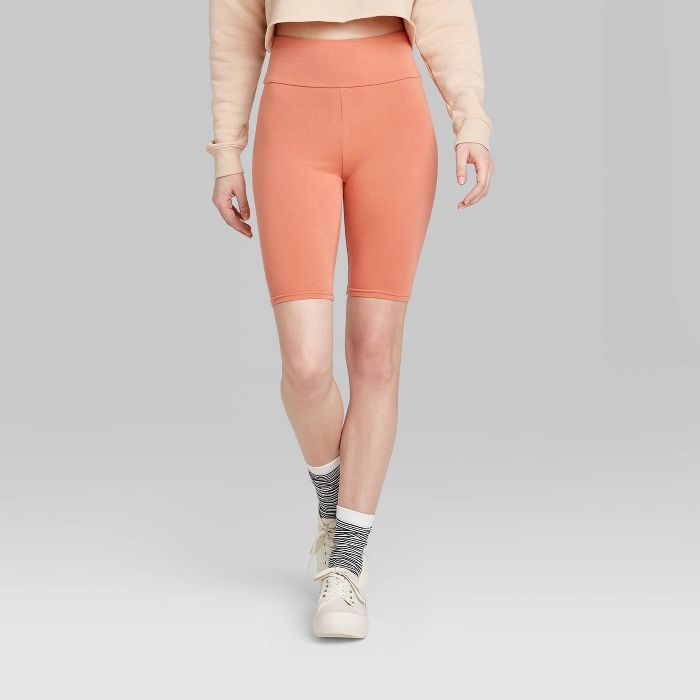 Women's High-Rise Bike Shorts - Wild Fable™ Deep Orange | Target