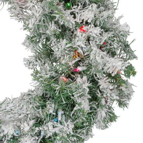 Northlight Pre-lit Heavily Flocked Artificial Christmas Wreath - 24", Multi Lights | Target