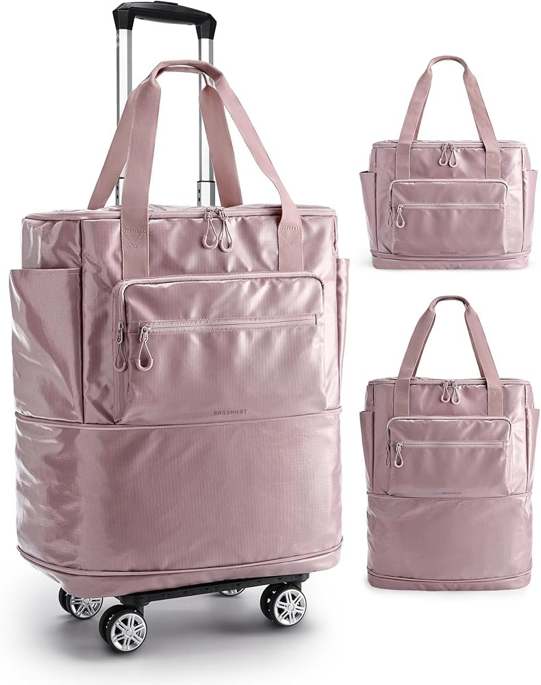 BAGSMART Rolling Duffle Bag with Wheels, 48L Expandable Carry on Luggage Bag, Large Tote with Det... | Amazon (US)