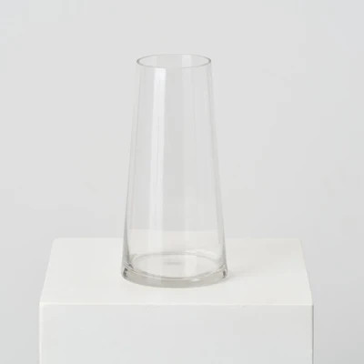 Large Clear Taper Up Cylinder Glass Vase | Darby Creek Trading