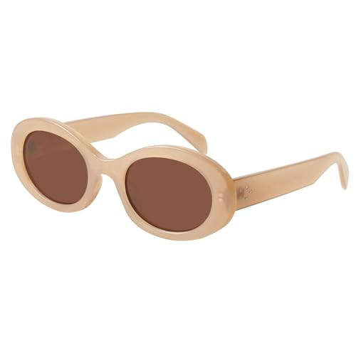 mosanana Oval Retro Trendy Sunglasses for Women Cute Sunnies 90s Style Fashion Shades Lightbrown MS52371 | Amazon (US)