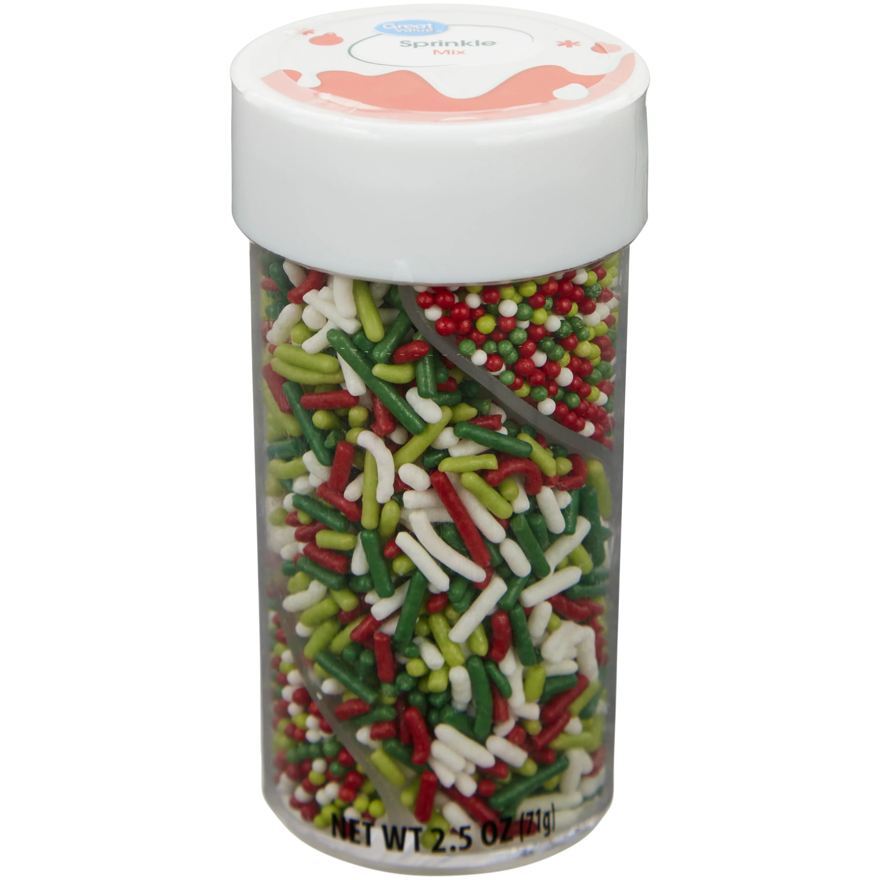 Great Value Christmas Sprinkles Twist Bottle, Jimmies and Nonpareils, Green, Red & White, 2.5 oz. | Walmart (US)