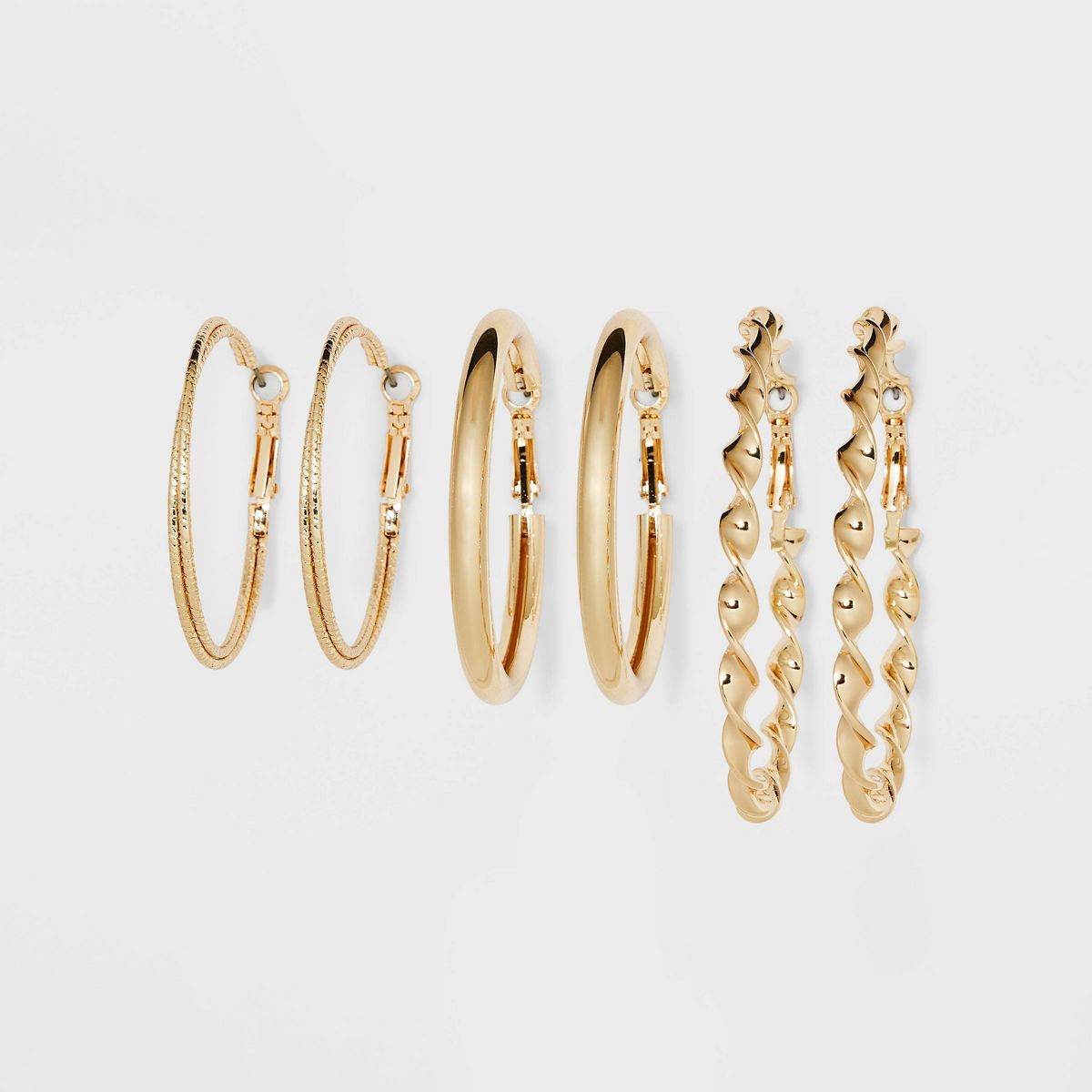 Mixed Snap Hoop Earring Set 3pc - Wild Fable™ Gold | Target