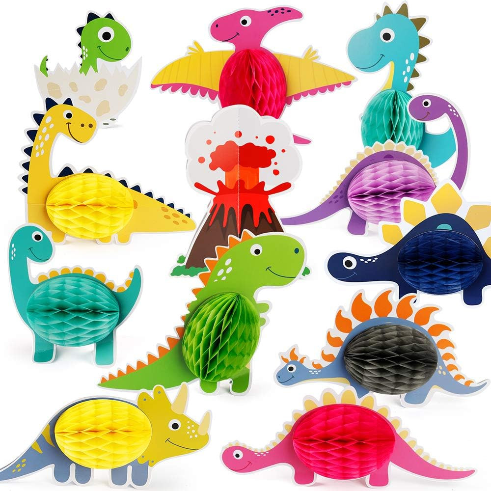 Mocoosy 12 Pieces Dinosaur Party Honeycomb Centerpieces Table Decorations, Dinosaur Birthday Part... | Amazon (US)
