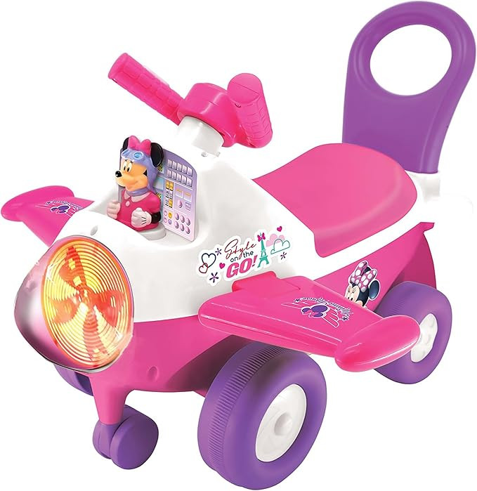 Kiddieland Disney Animated Lights: Minnie Mouse Activity Plane Kids Interactive Push Toy Car, Foo... | Amazon (US)