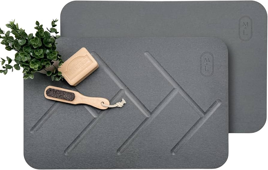 M&L Stone Bath Mat Large - Double Sided, Non-Slip Fast Stone Dish Drying Mat for Kitchen Counter,... | Amazon (US)
