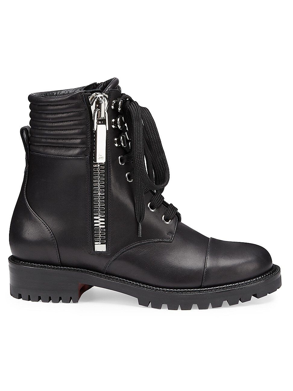 Christian Louboutin Women's En Hiver Leather Combat Boots - Black - Size 37 (7) | Saks Fifth Avenue