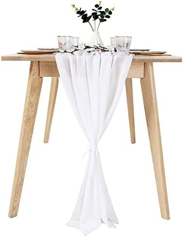 puphutu Chiffon Table Runner 14ft White, Table Runners Decorations for Wedding Bridal Baby Shower... | Amazon (US)