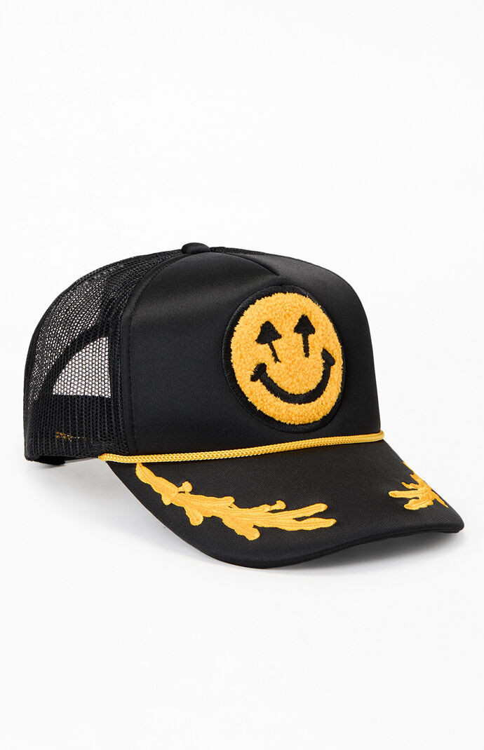 Happy Caps Black Double Blind Embroidered Foam Trucker Hat | PacSun