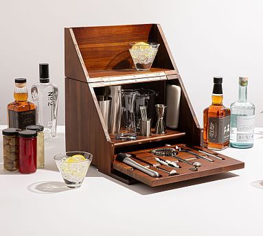 Classic Bar Cabinet &amp; Mixologist Tool Set | Pottery Barn (US)