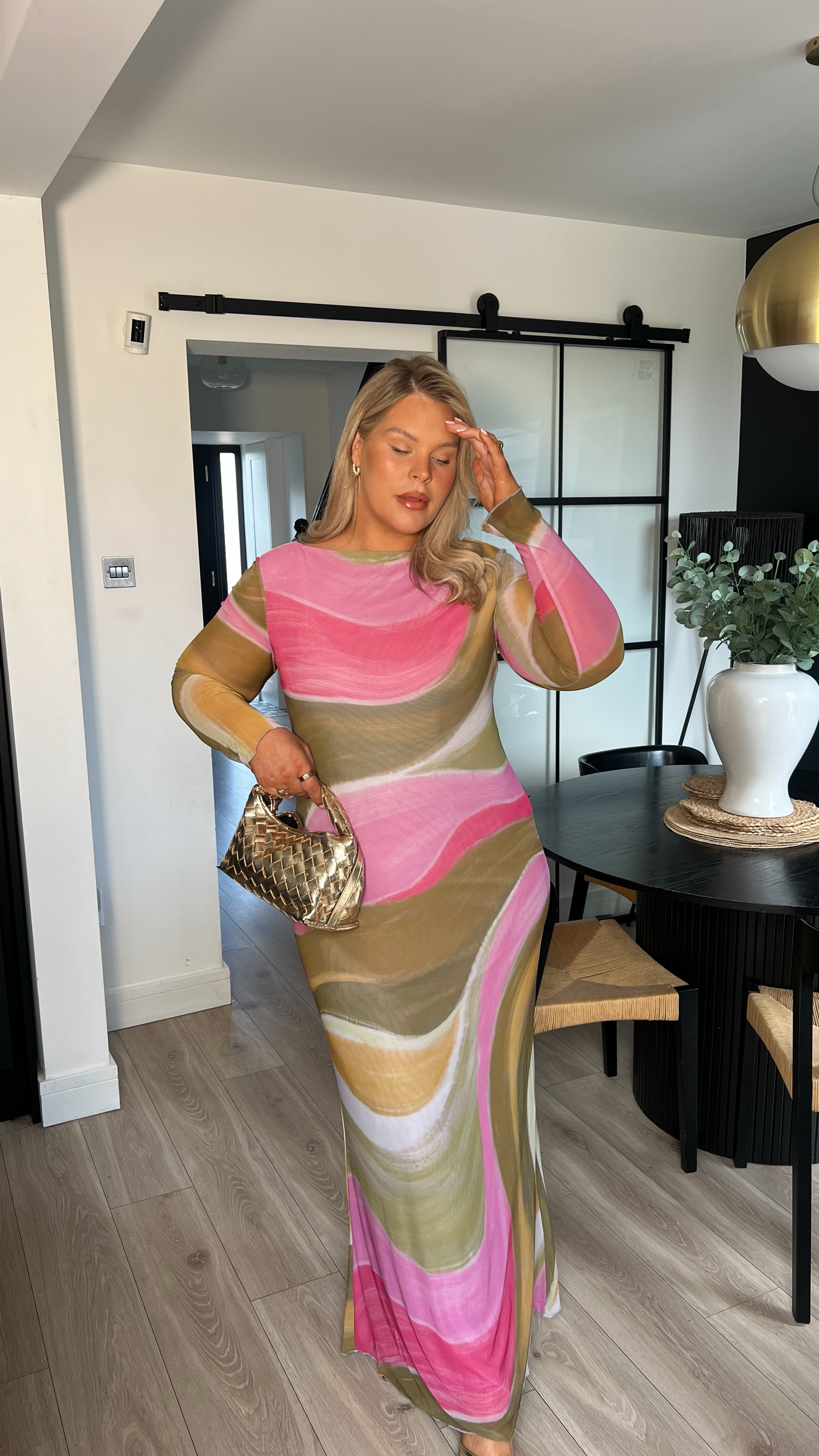 Wedding guest outfit. Occasion wear. Maxi dress. ASOS dress. Marble print dress. Pink dress. Green dress. Baby shower dress. Curve fashion. Curve style. River island accessories. Midsize. Post partum. Mum style. 

#LTKsummer #LTKcurves #LTKwedding
