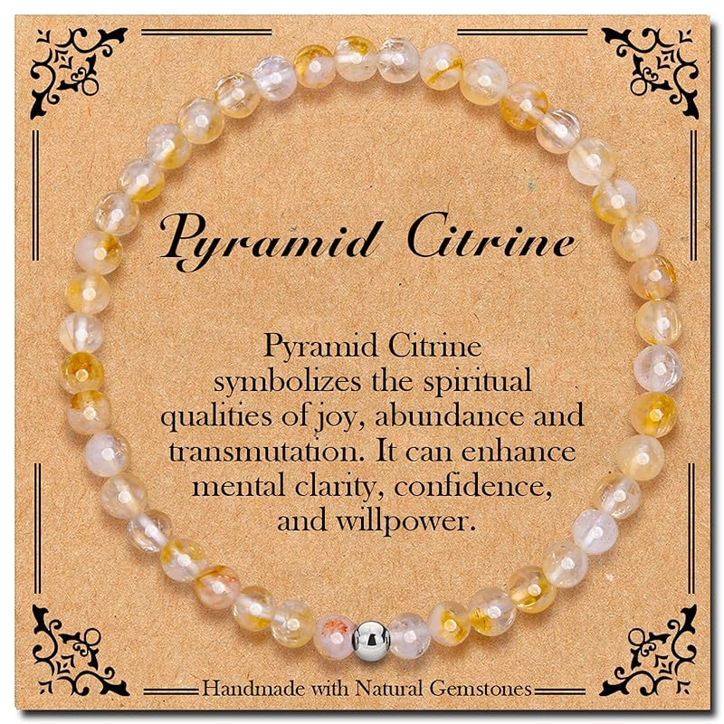BONNY BOXX 4mm Natural Stretch Pyramid Citrine Bracelet for Unisex, Handmade Elastic Healing Crys... | Amazon (US)