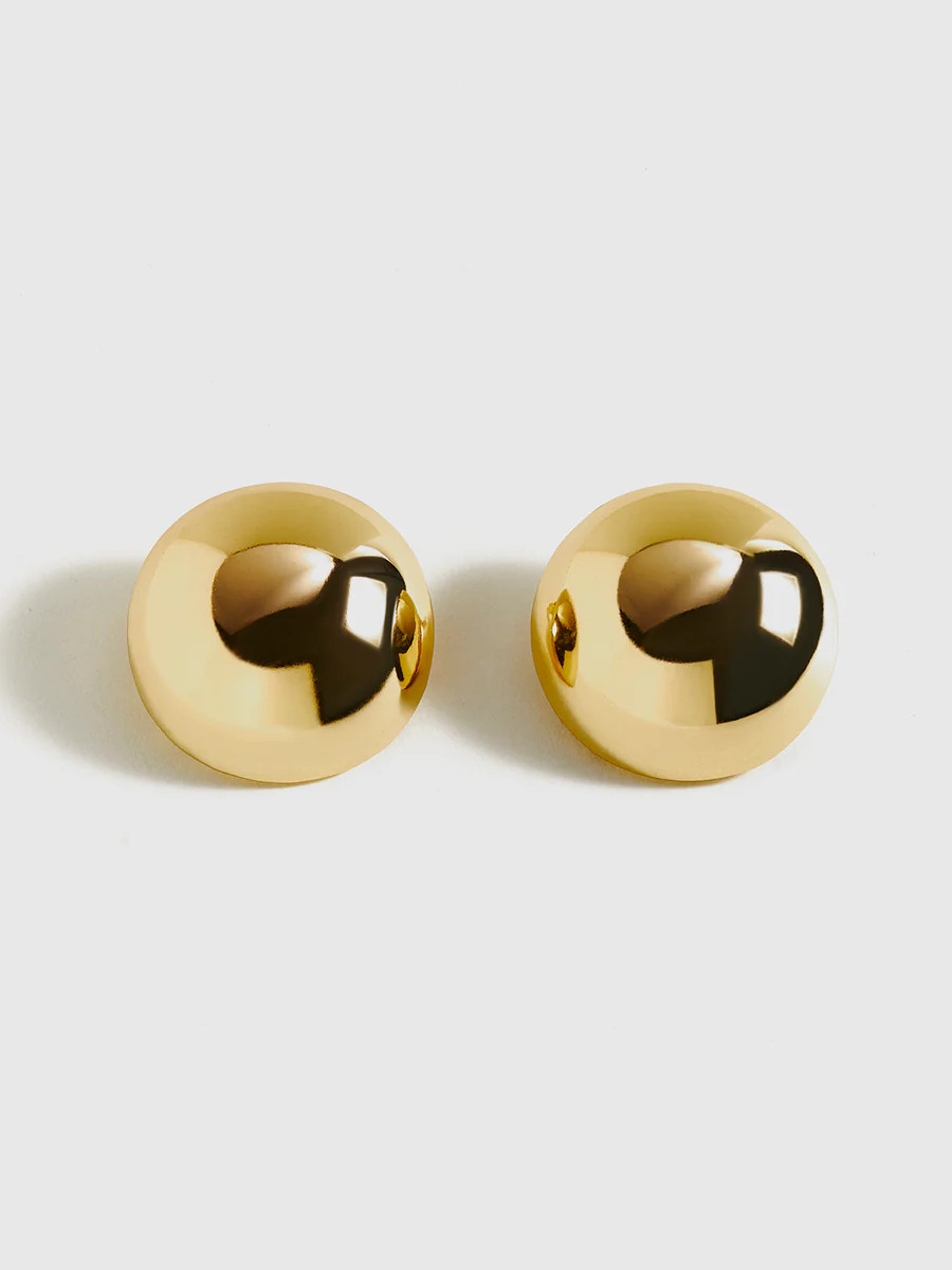 Glossy Half-Ball Stud Earrings | Commense
