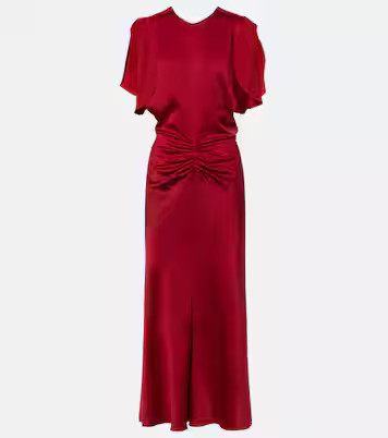 Gathered crêpe satin midi dress | Mytheresa (US/CA)