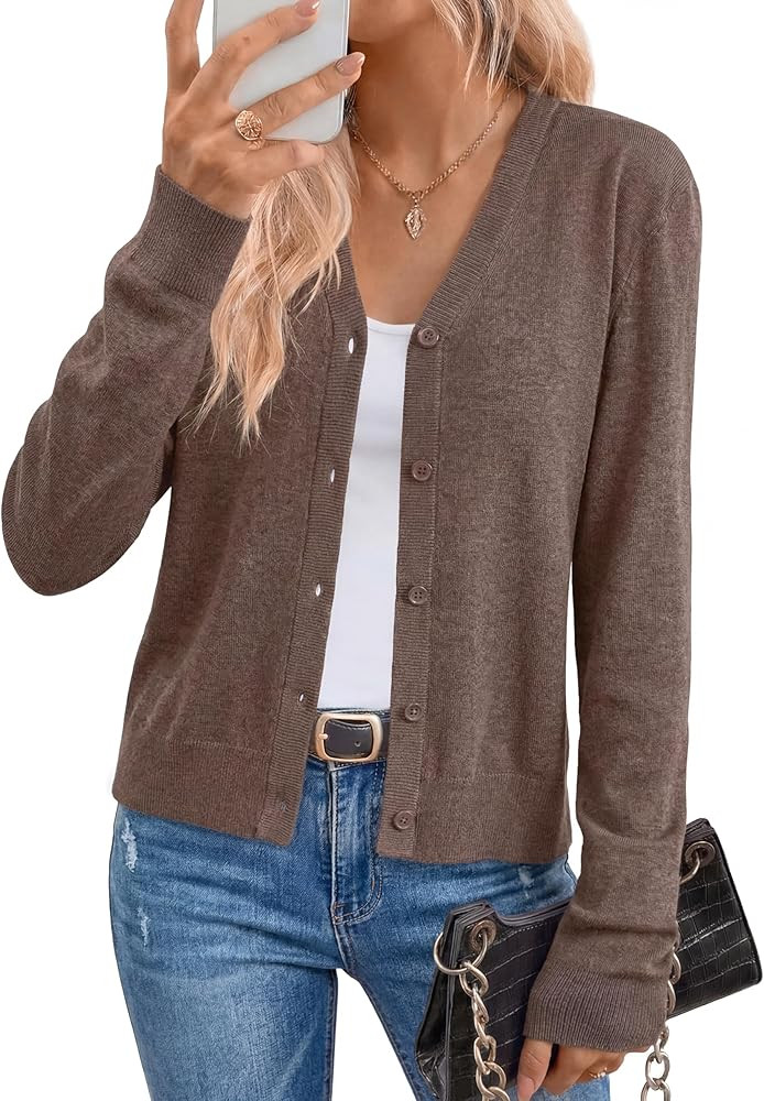 Arach&Cloz Women's Wool Blend Lightweight Summer Business Casual Cardigan Sweaters Tops | Amazon (US)