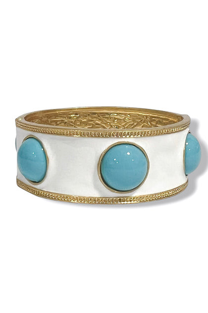 Sadie Turquoise and White Dome Enamel Stretch Bracelet | The Willow Tree