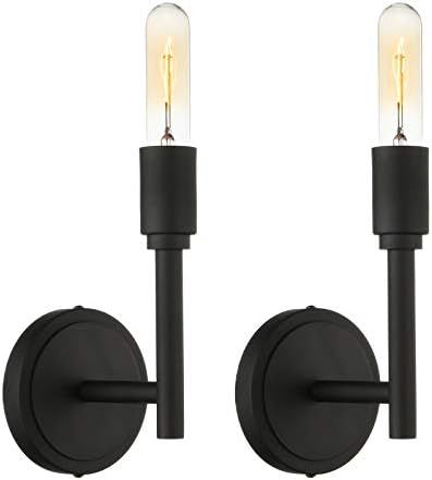 Phansthy Industrial Wall Sconce Matte Black Simplicity Sconce Vanity Light with 2 Pack (Matte Black) | Amazon (US)