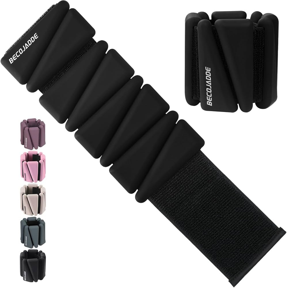 BECOJADDE Ankle Weights Set of 2 (1 lb/2 lb/3 lb Each) Adjustable Wrist Weights for Women Men Wea... | Amazon (US)