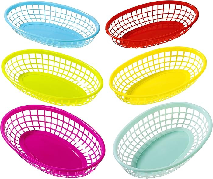 Talking Tables 6 Pack Reusable Plastic Colourful Food Baskets for Hotdogs, Burgers, Fries, Sweets... | Amazon (US)