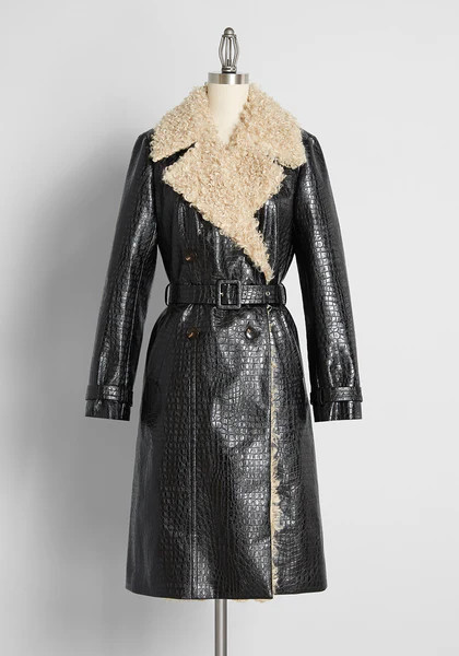 It's a Wild World Out There Vegan Leather Trench Coat | ModCloth