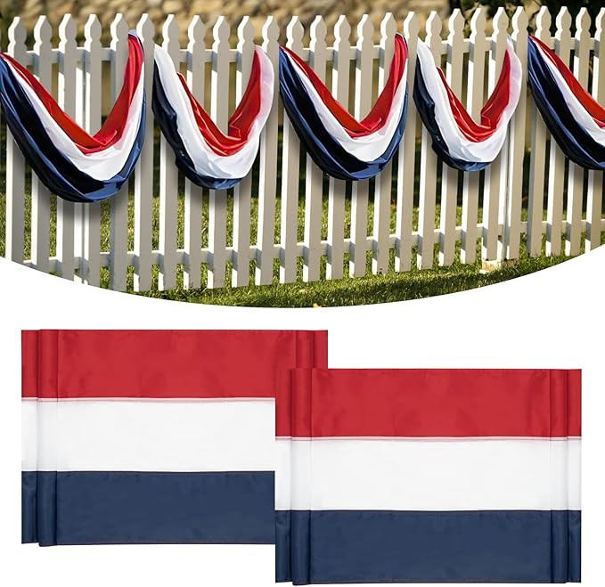 2 Pack American Bunting Flags 2x20 Ft Red,White & Blue Stripe Flags Outside Banners Decorations O... | Amazon (US)