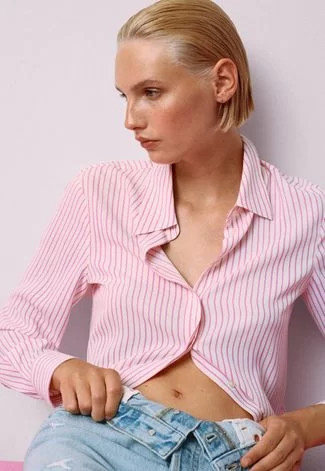 Camisa Mango Listrada Rosa | Dafiti (BR)