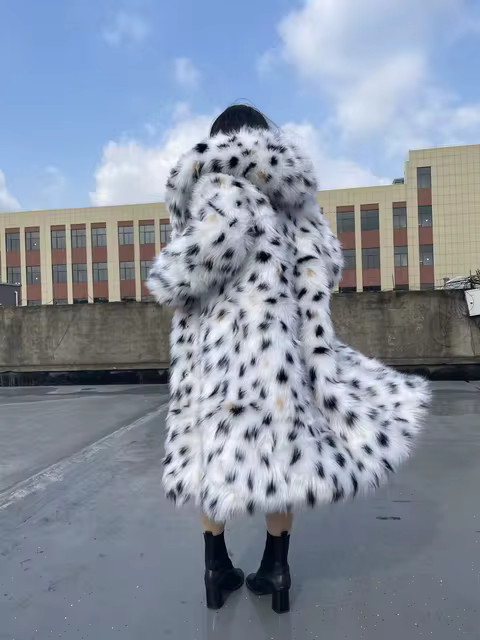 Ee1475 pele do falso x-long casacos das mulheres eco pele lynx com um capuz jaquetas de inverno m... | Aliexpress BR (BR)